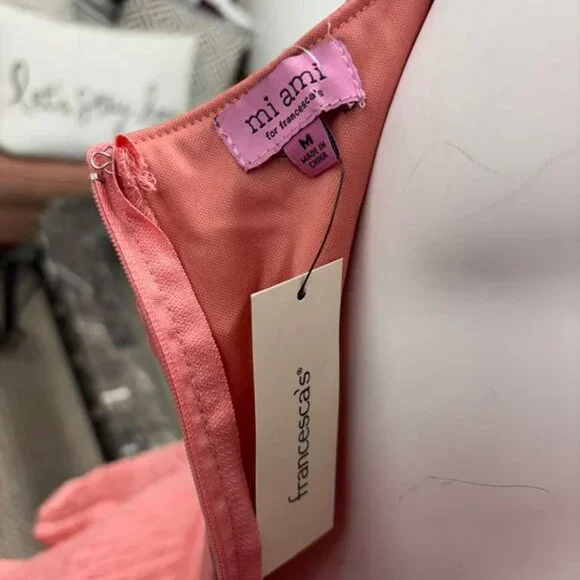 Pink Wrap Dress with Puff Sleeves & Layered Ruffle Hem – Feminine A‑Line Silhoue - Picture 5 of 7